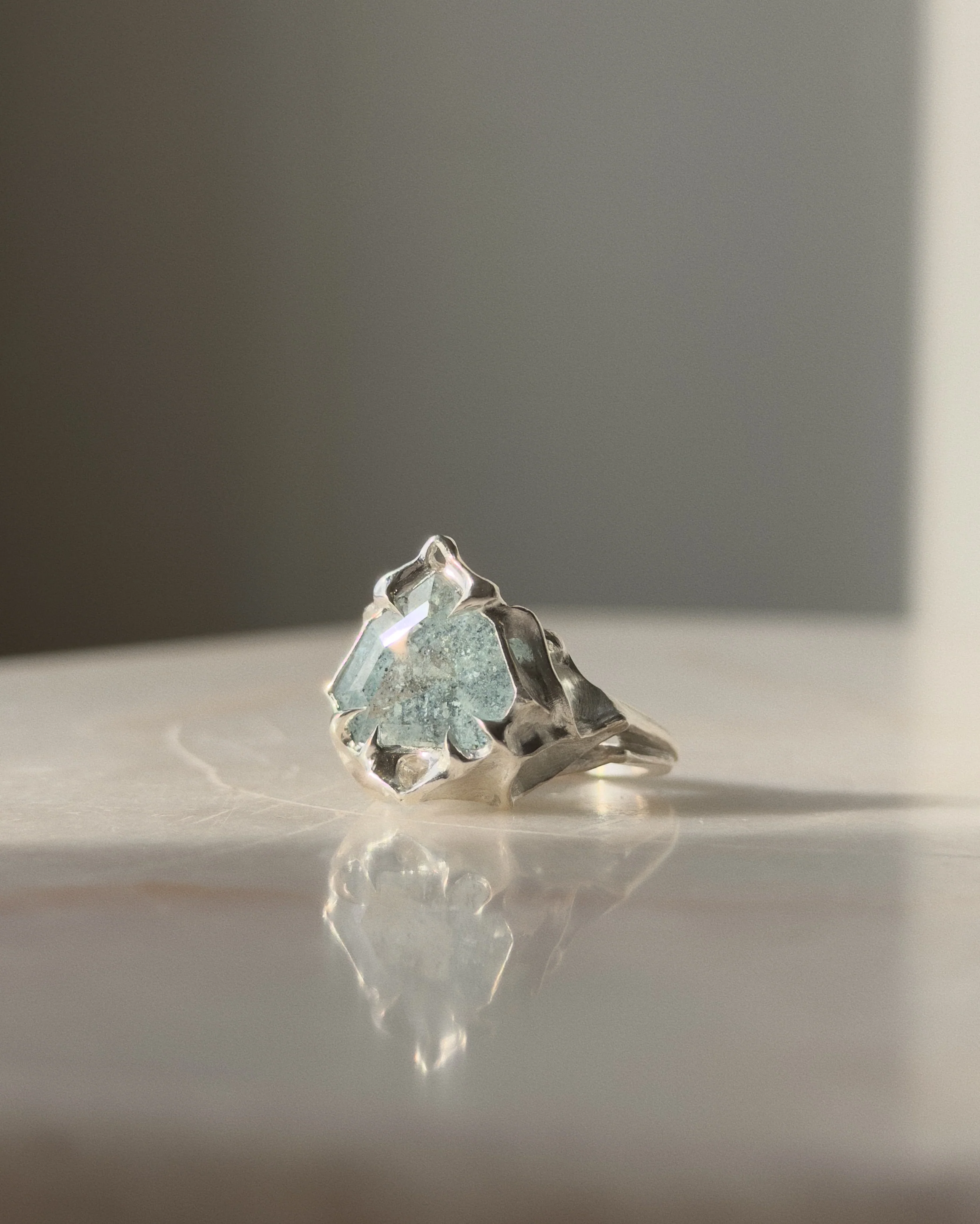 Deep Water // Silver + 10.25ct Aquamarine Sunstone