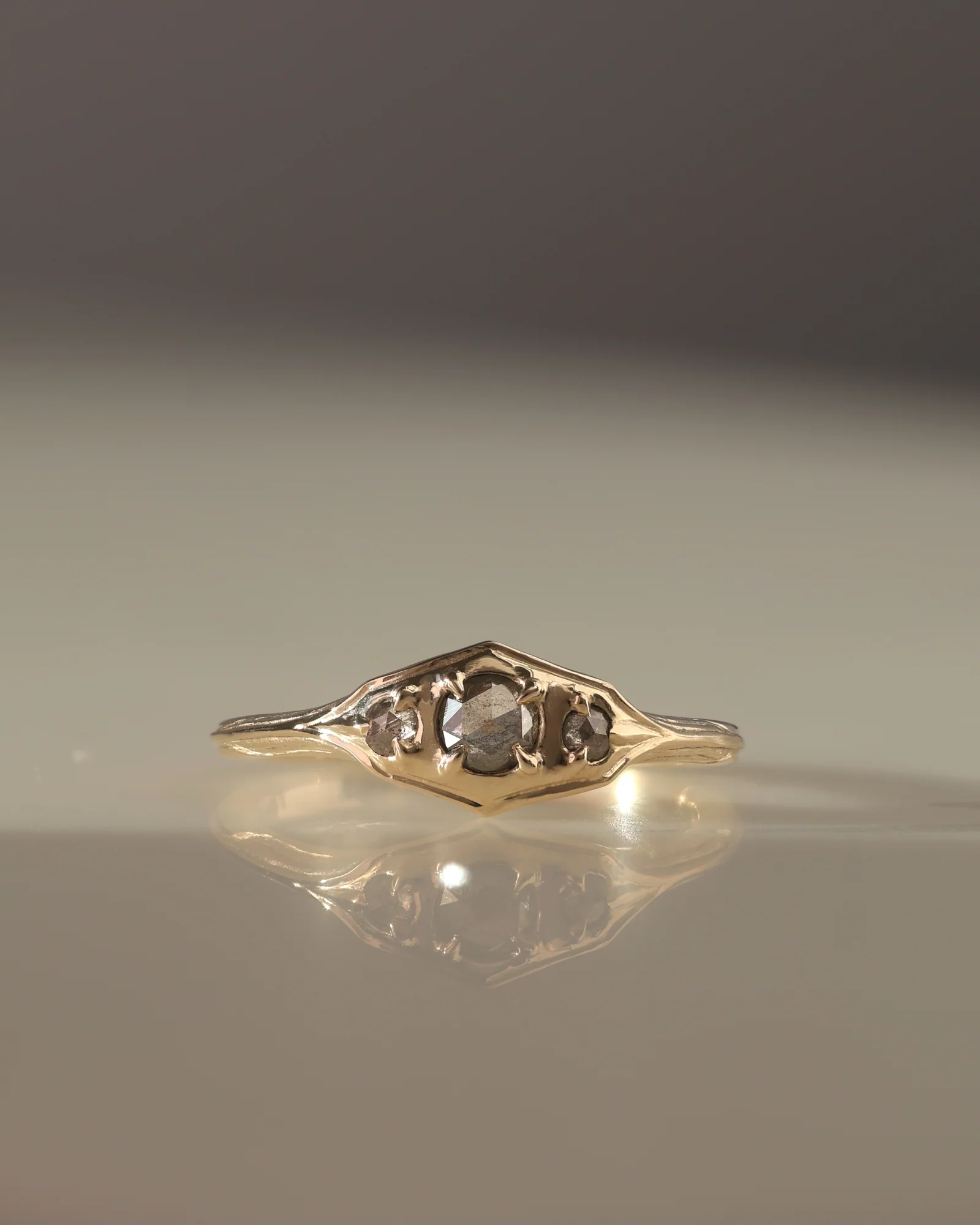 Graces I // 14ky Gold + Salt & Pepper Diamonds // 6.25 - Image 2