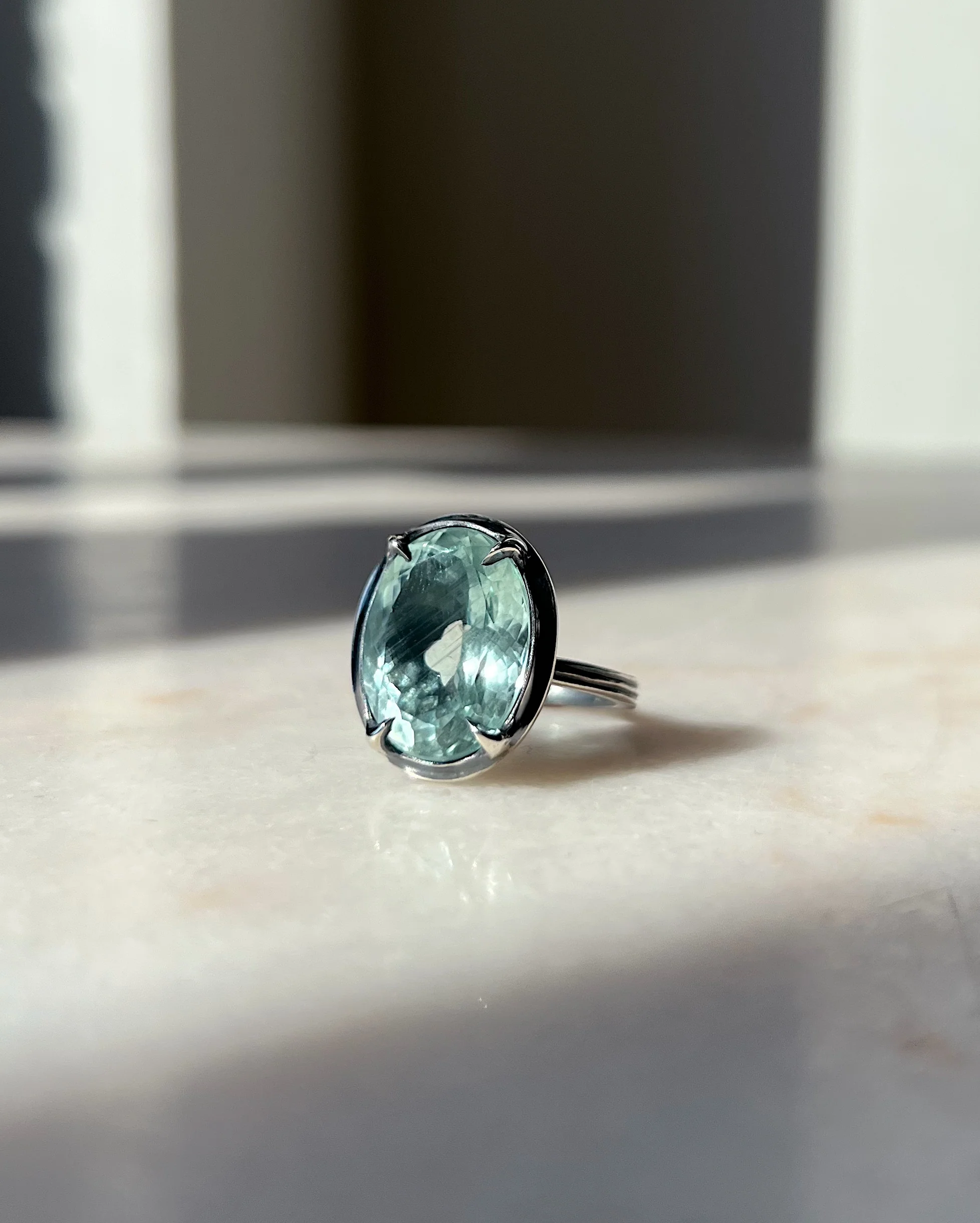 Halo // Silver + Aquamarine