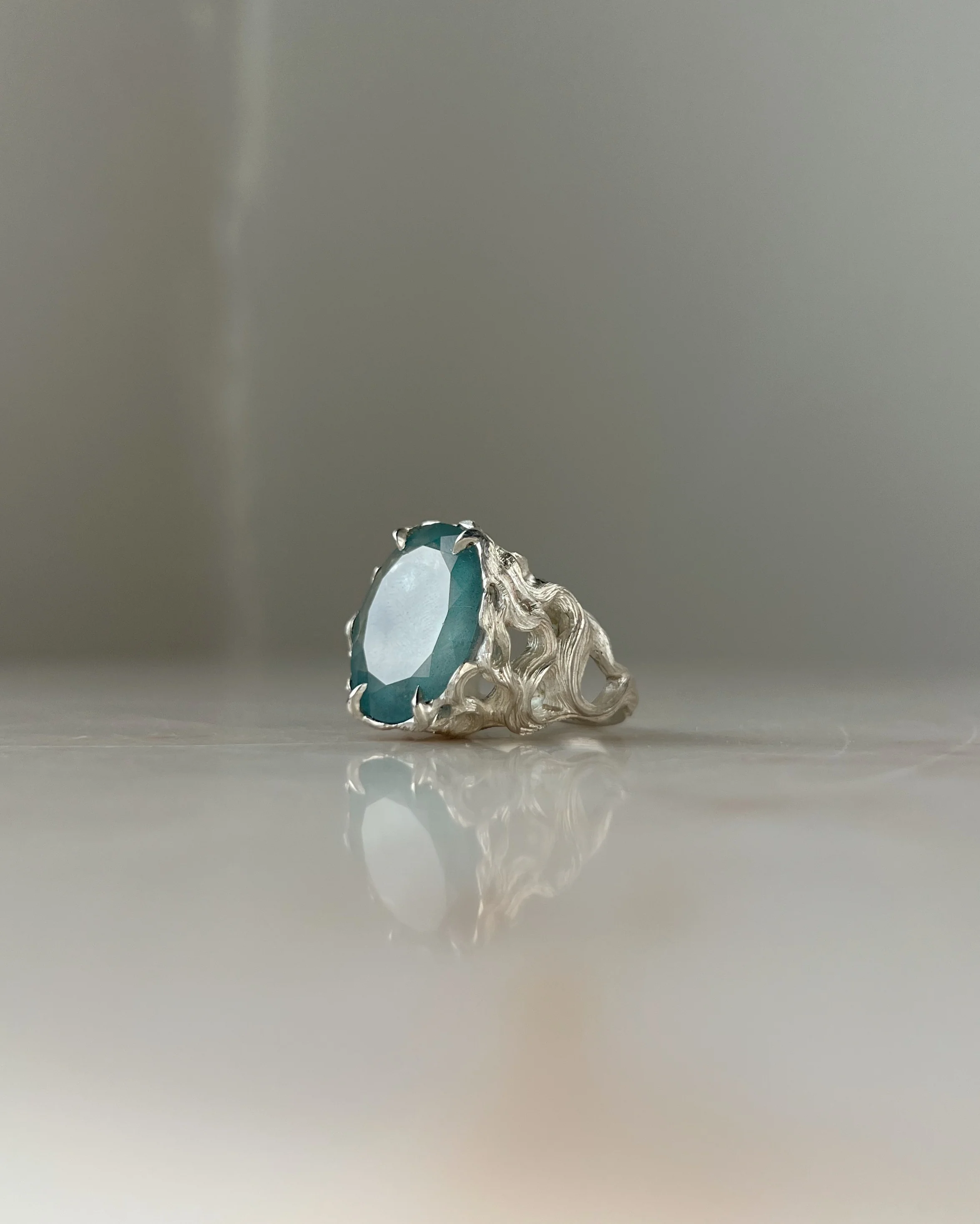 Oversized Pyre II // Silver + Moss Aquamarine