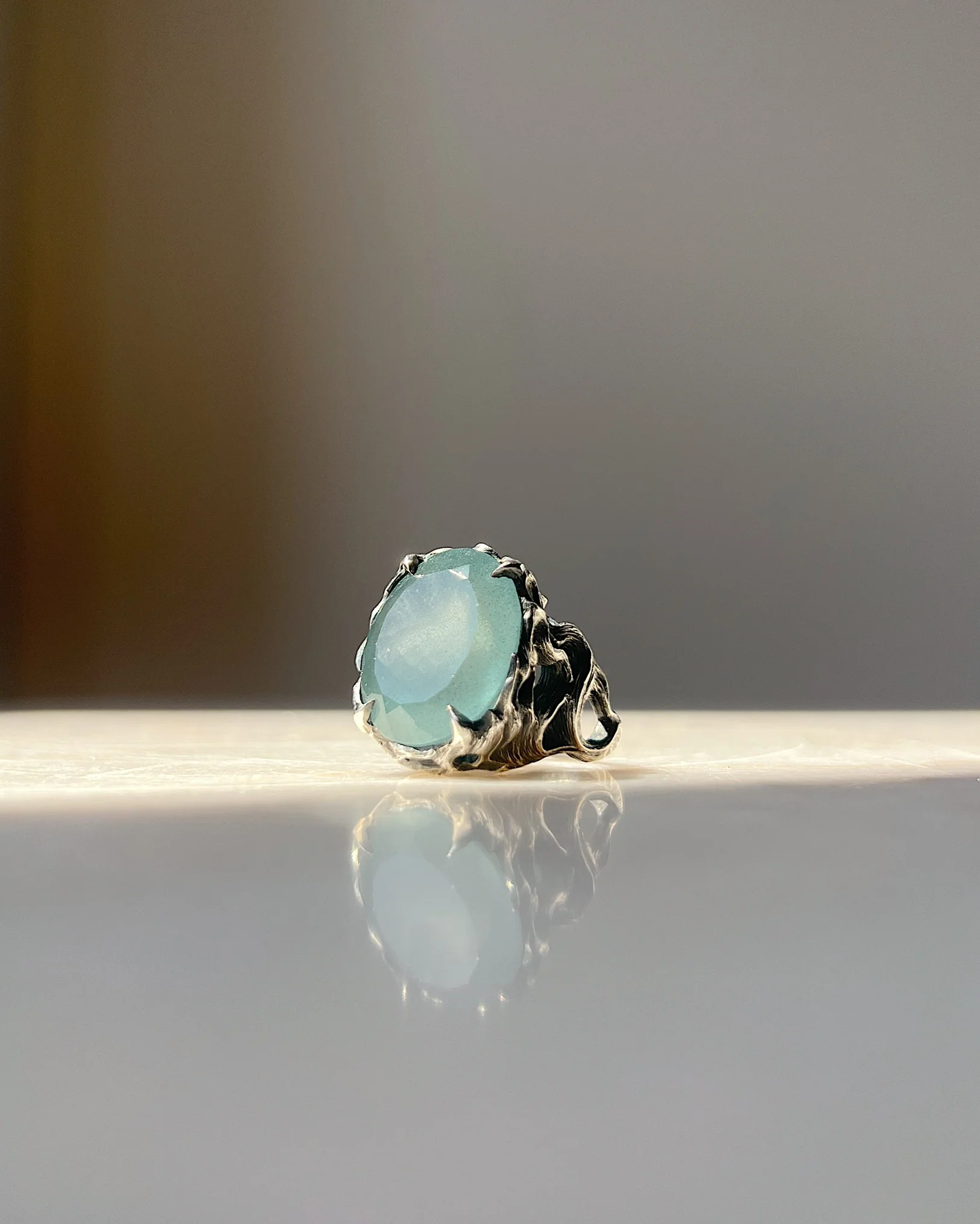 Oversized Pyre // Silver + Moss Aquamarine