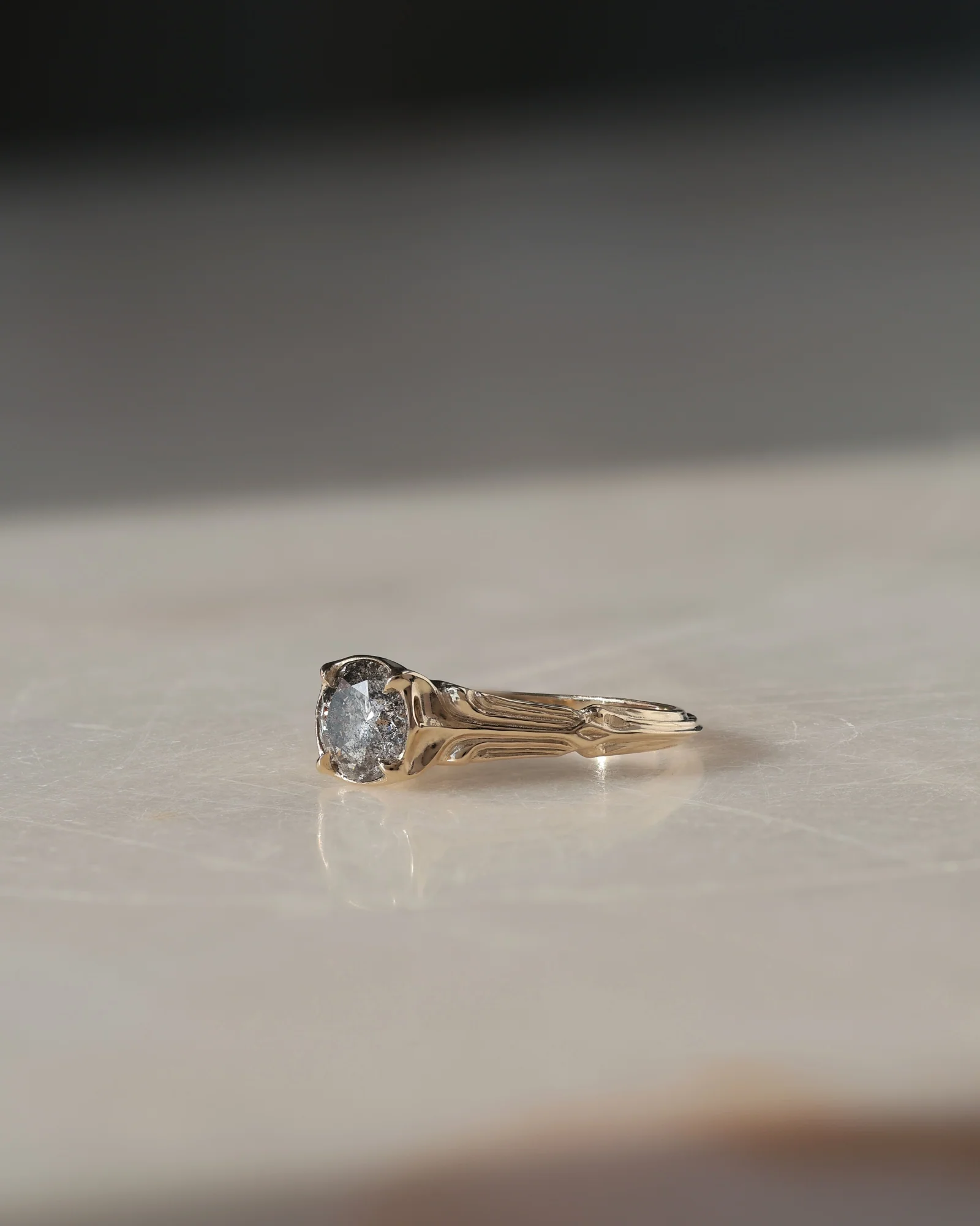 Pillars Pt II // 14ky Gold + 6.5mm Salt & Pepper Diamond // 6.5 - Image 2