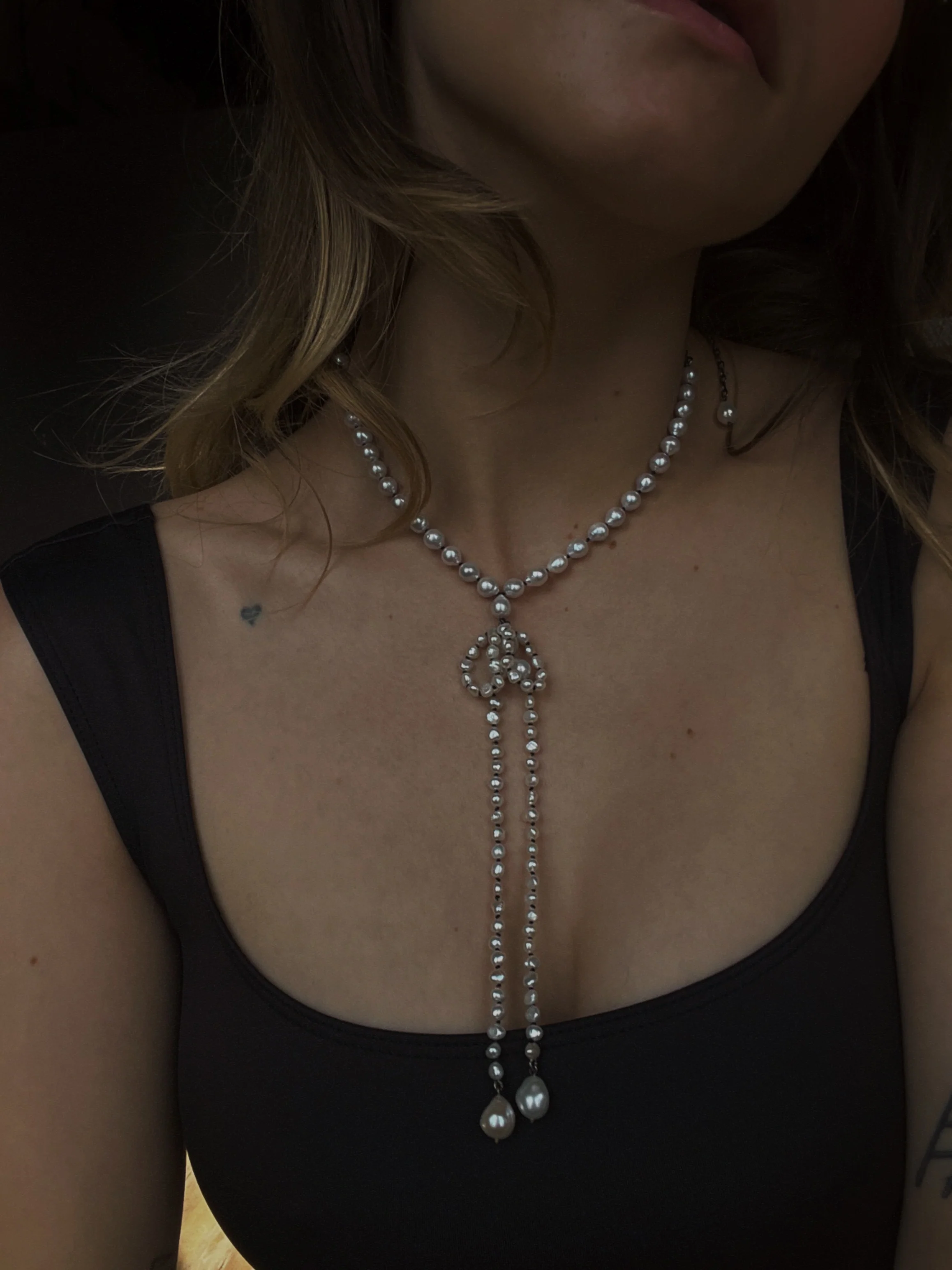 Ribbon Bows // Freshwater Pearl Necklace - Image 3