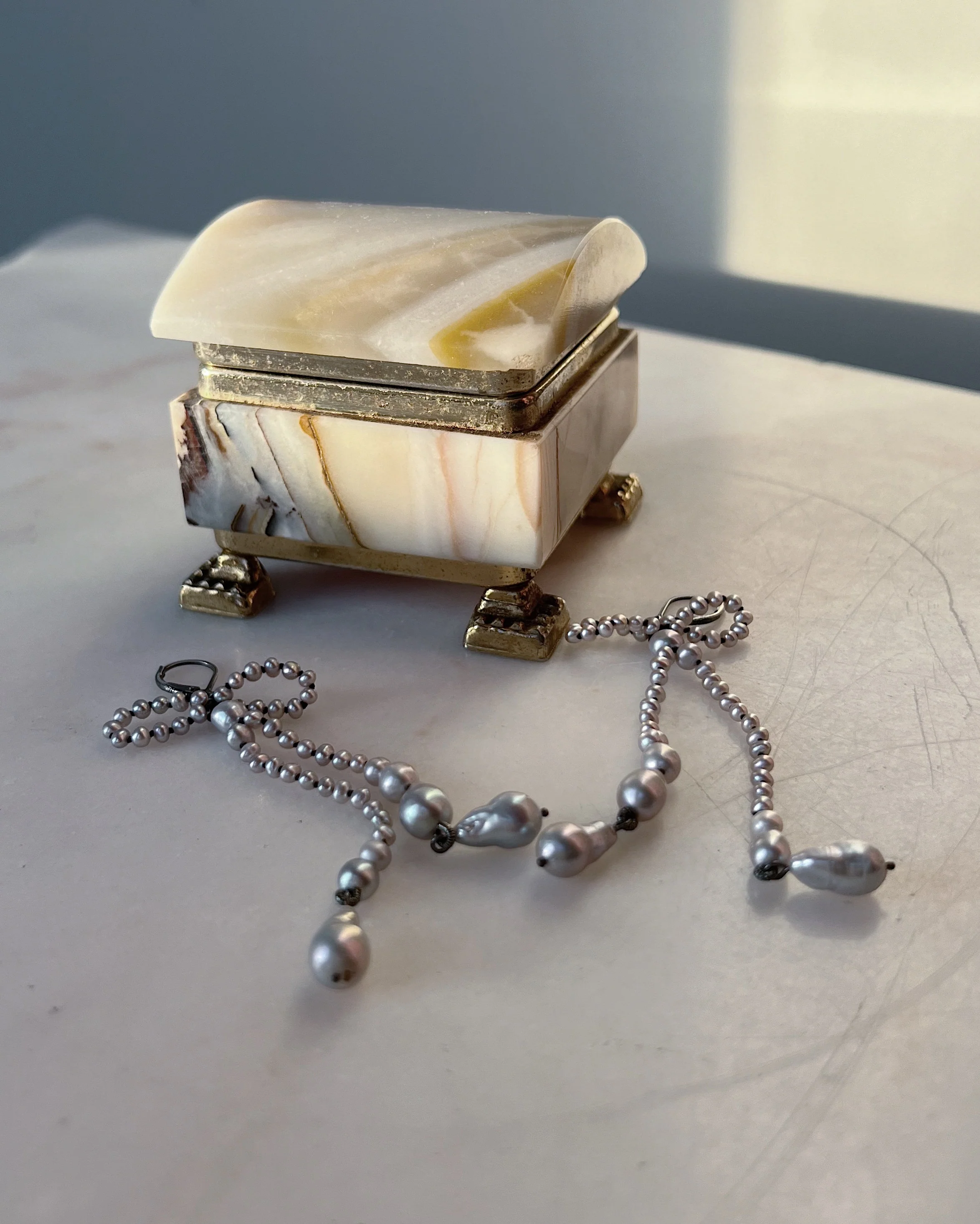 Ribbon Bows II // Freshwater And Baroque Pearl Earrings - Image 2