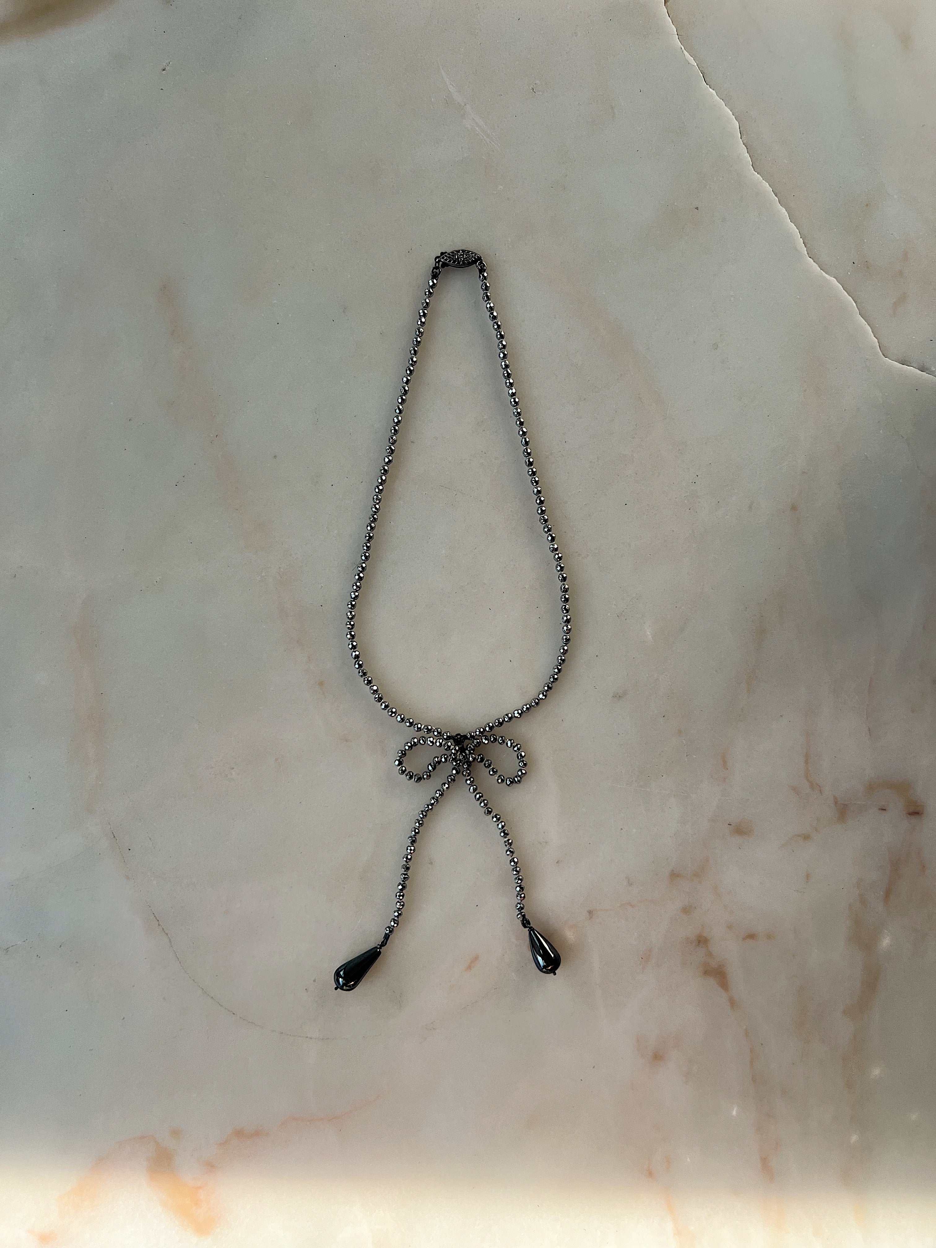 Ribbon Bows III // Hematite Necklace - Image 2