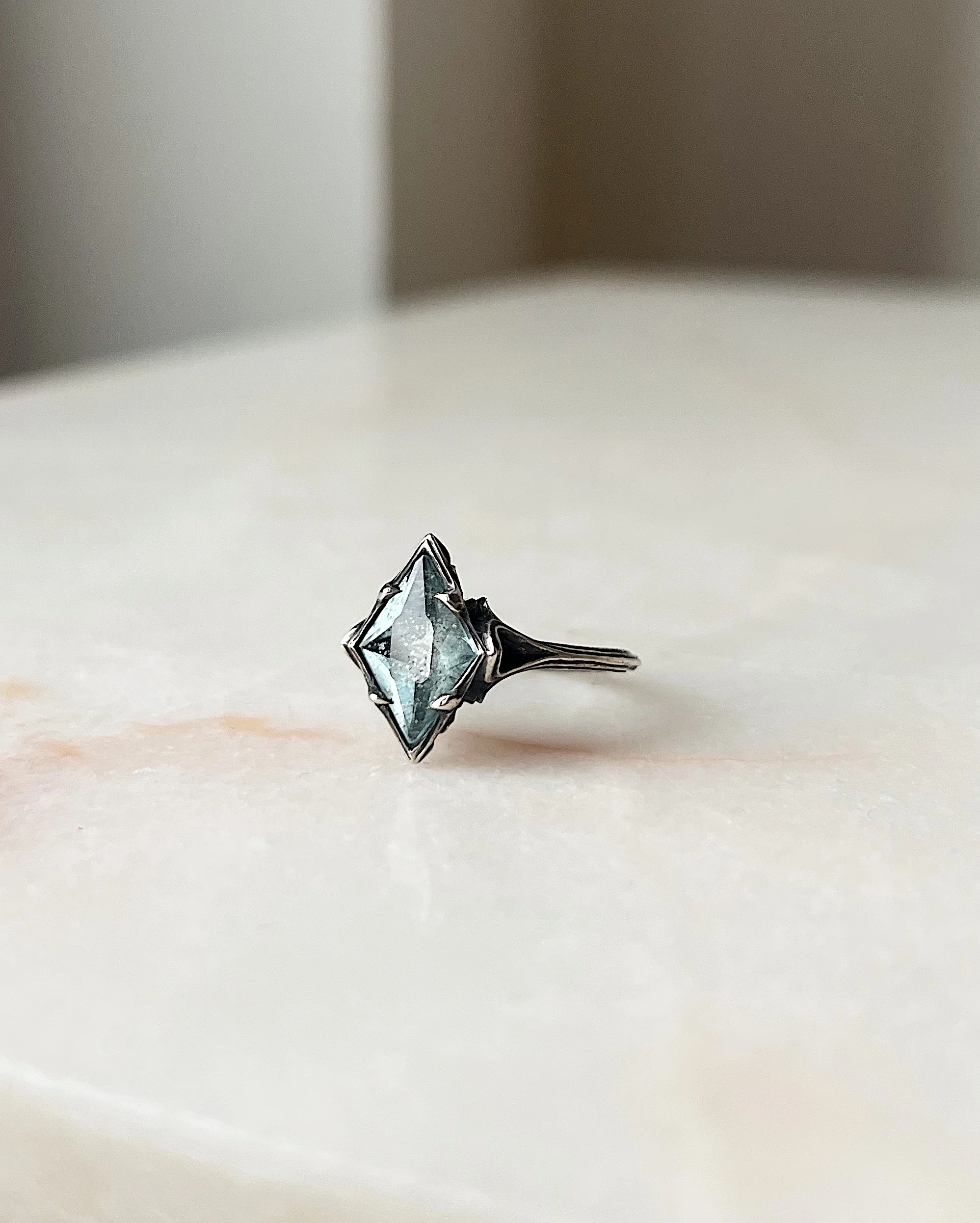 Snow Queen // Silver + Aquamarine Sunstone