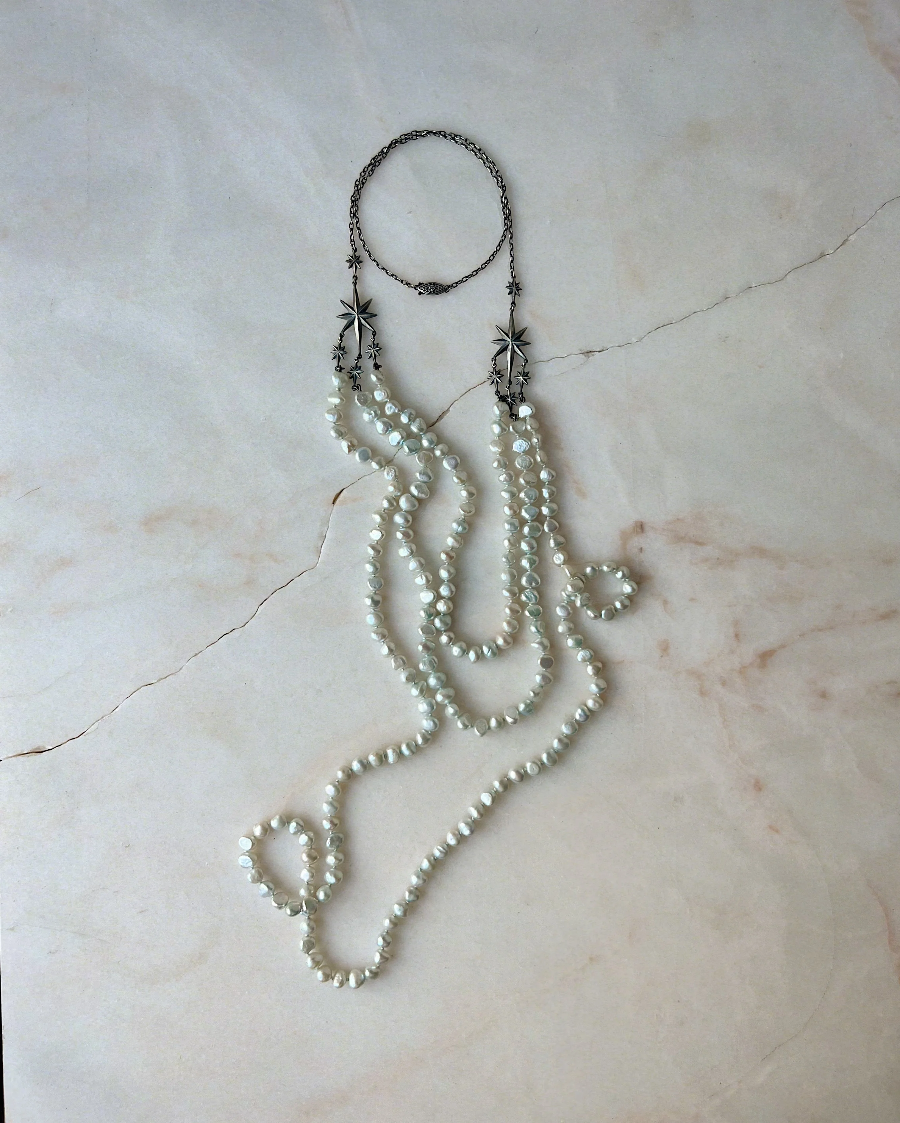 The Stars Aligned II // Pale Blue Pearl Necklace