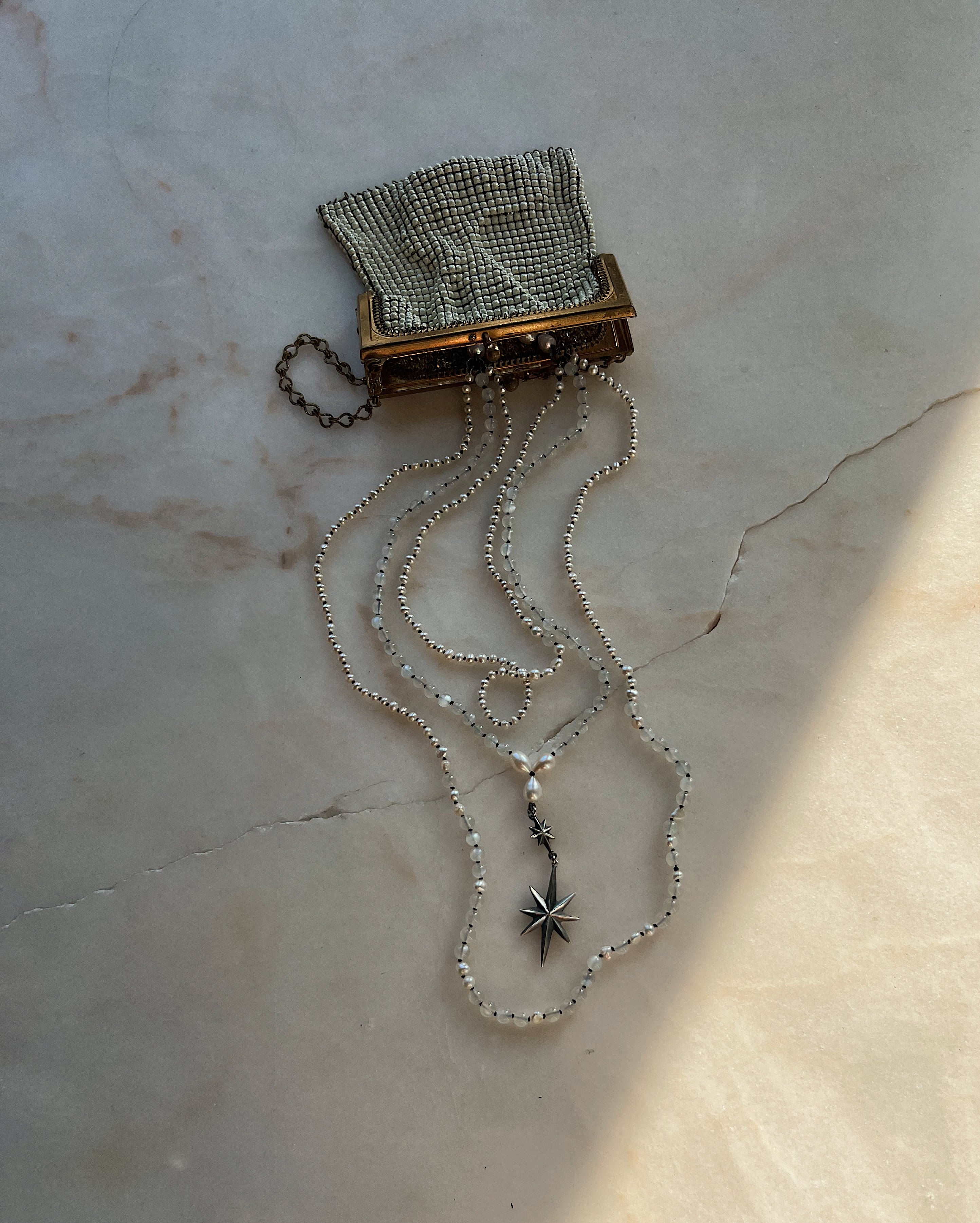 The Stars Aligned // White Moonstone And Pearl Necklace - Image 2