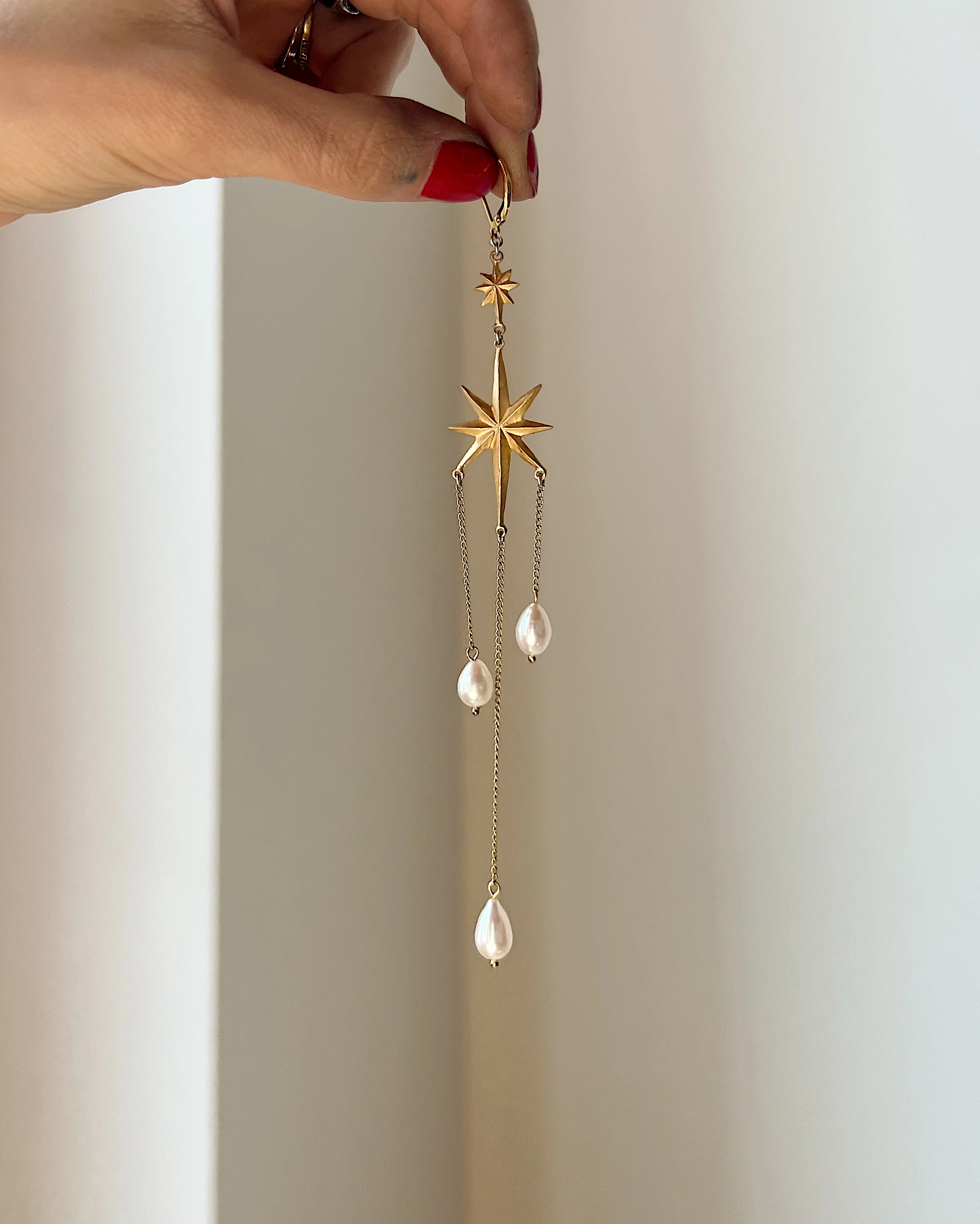 The Stars Aligned // XL Baroque Pearl Earrings // Gold - Image 2