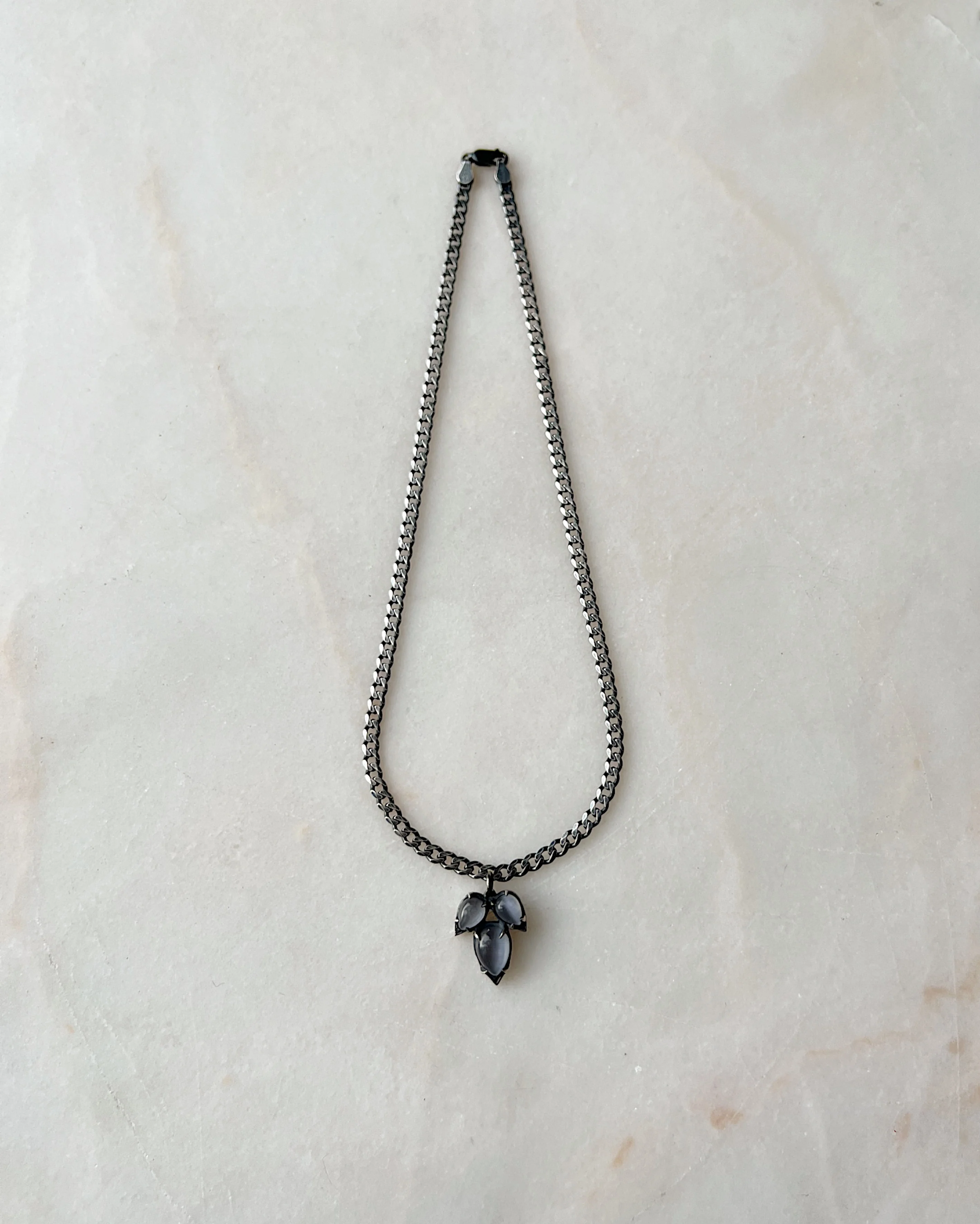 The Sharpest Thorn II // Gemstone Charm Necklace Heavy Curb Chain - Image 3